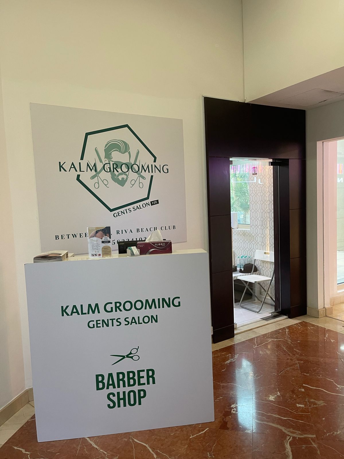 VIP barber service Dubai - Luxury grooming lounge Palm Jumeirah at Riva Beach Club